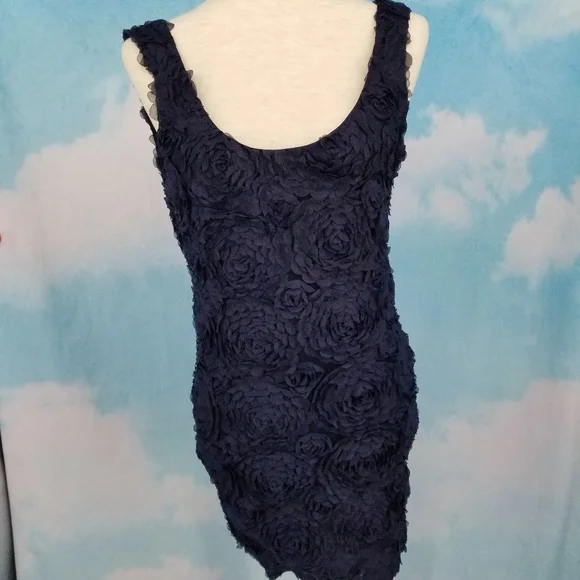 navy blue bodycon dress forever 21 Forever 21 Dress Womens Large Navy Blue knit bodycon v-neck leg slit knee length